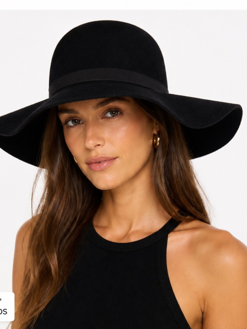 Helene Berman London Black Wool Felt Floppy Hat Wide Brim Designer